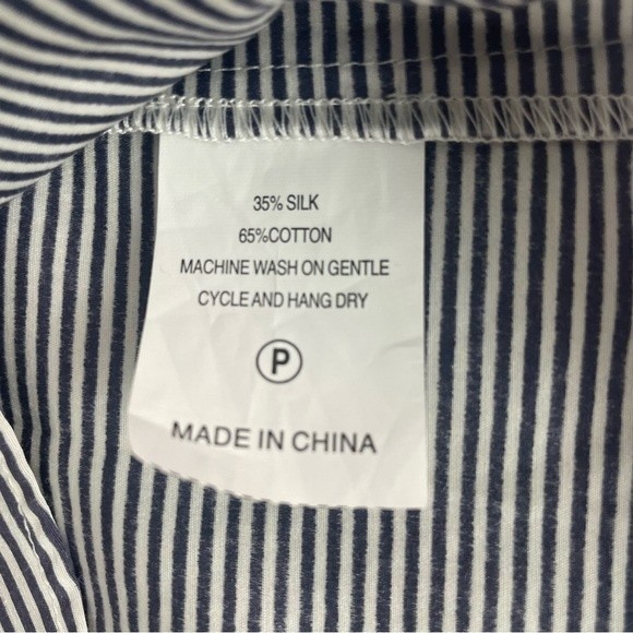 Marie Oliver Gray Striped Silk Blend Shift Dress Size Small - Picture 7 of 9